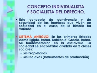 DEFINICION DE DERECHO:ETIMOLOGICAMENE: La palabra derecho proviene de 2 dos voces latinas que significan:DIRECTUS: Significa DIRECTO.DIRIGERE: Significa Enderezar o alinear, gobernar, regir, llevar rectamente una cosa hacia un termino o lugar señalado.REAL LENGUA ESPAÑOLA: El Derecho es el conjunto de leyes y disposiciones que determinan las relaciones sociales desde el punto de vista de las personas y la propiedad.