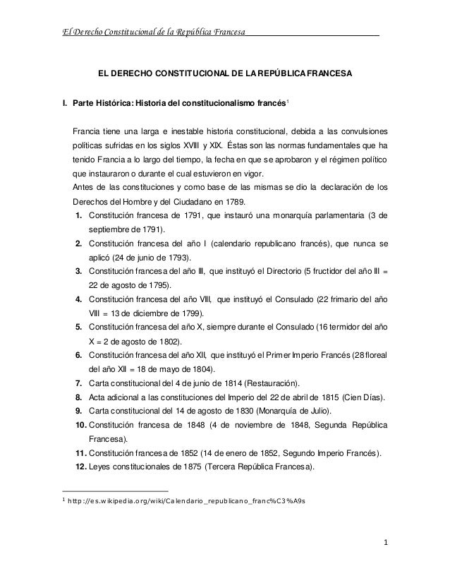 El derecho constitucional de la república francesa - monografía