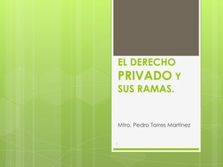 EL DERECHO PRIVADO Y SUS RAMAS.<br />Mtro. Pedro Torres Martínez<br />1<br />