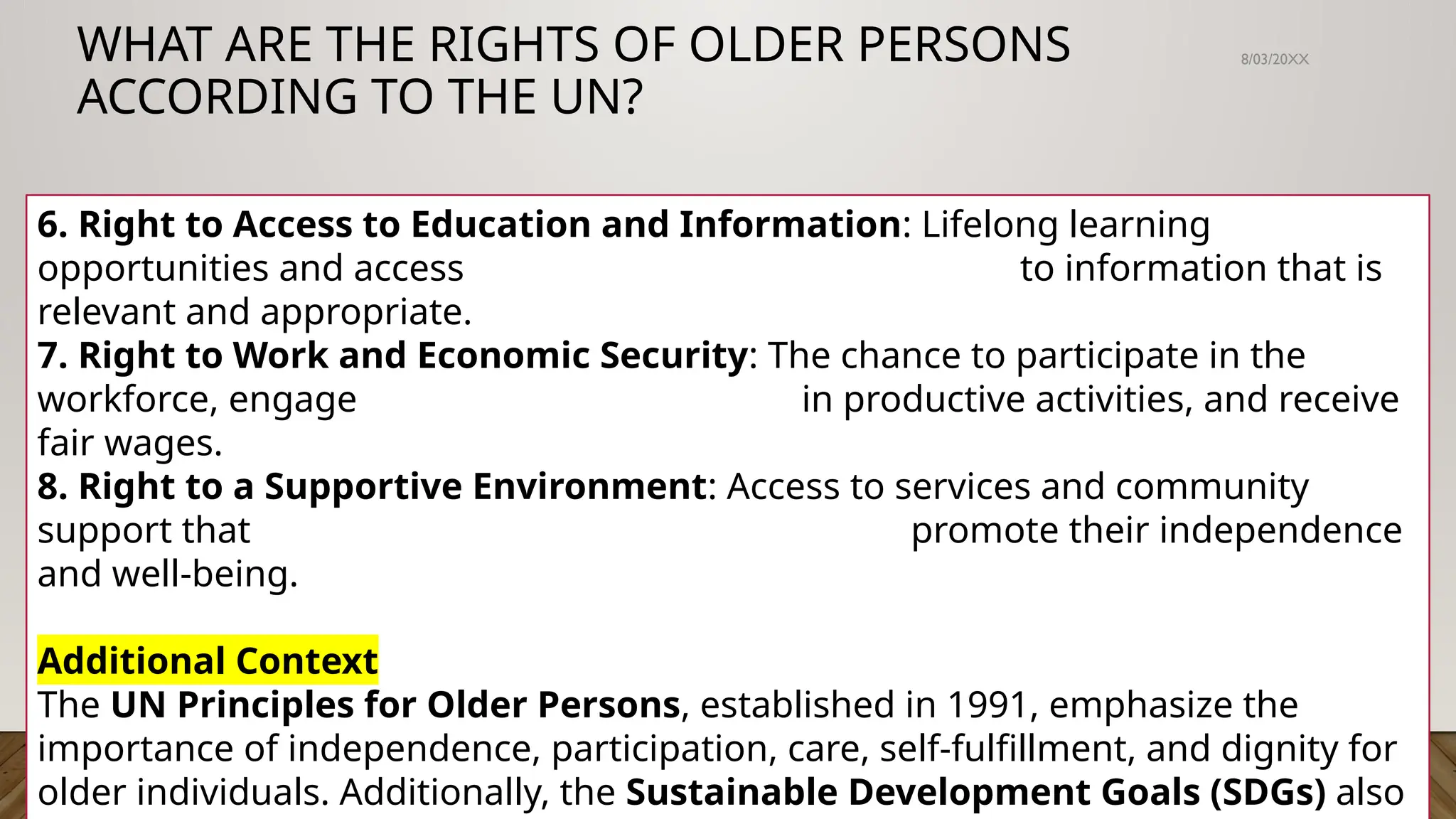 The rights of older persons, elderly, old age | PPTX