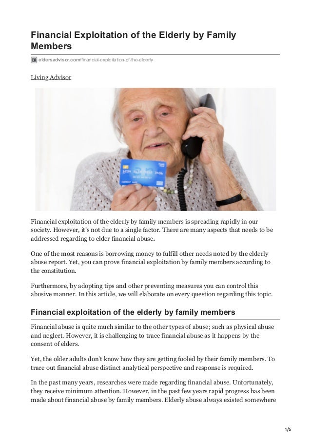 Financial Exploitation of the Elderly by Family Members