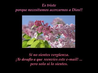 Es triste porque necesitamos acercarnos a Dios!!Si no sientes vergüenza.¡Te desafíoa quereenvíes este e-mail! ... pero solo si lo sientes.