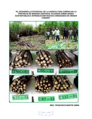 "EL DESARROLLO POTENCIAL DE LA AGRICULTURA CAÑERA EN LA
   PROVINCIA DE MORONA SANTIAGO, ECUADOR SOBRE BASES
SUSTENTABLES E INTRODUCCIÓN NUEVAS VARIEDADES DE ORIGEN
                        CUBANO"




                               MSC. FRANCISCO MARTIN ARMA




                           1
 