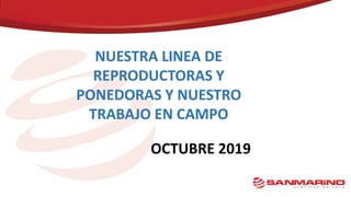 NUESTRA LINEA DE
REPRODUCTORAS Y
PONEDORAS Y NUESTRO
TRABAJO EN CAMPO
OCTUBRE 2019
 
