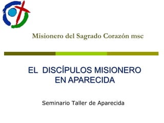 Misionero del Sagrado Corazón msc
Seminario Taller de Aparecida
EL DISCÍPULOS MISIONERO
EN APARECIDA
 