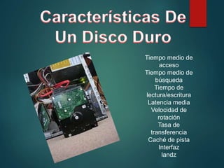 Tiempo medio de
acceso
Tiempo medio de
búsqueda
Tiempo de
lectura/escritura
Latencia media
Velocidad de
rotación
Tasa de
transferencia
Caché de pista
Interfaz
landz
 