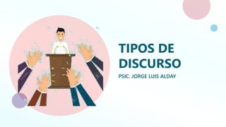 TIPOS DE
DISCURSO
PSIC. JORGE LUIS ALDAY
 