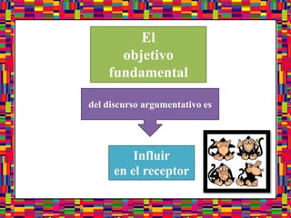 El objetivo fundamental del discurso argumentativo es Influiren el receptor