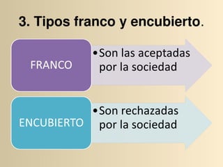 3. Tipos franco y encubierto.
 