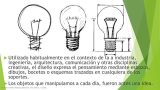  Utilizado habitualmente en el contexto de la a industria,
ingeniería, arquitectura, comunicación y otras disciplinas
creativas, el diseño expresa el pensamiento mediante esbozos,
dibujos, bocetos o esquemas trazados en cualquiera de los
soportes.
 Los objetos que manipulamos a cada día, fueron antes una idea.
Profesora Mara Renata Balsamo. IES ABYLA. CEUTA.
 