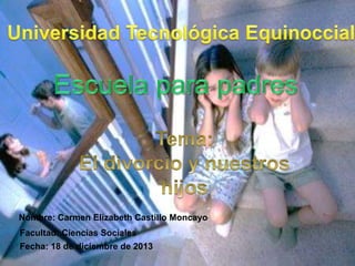 Nombre: Carmen Elizabeth Castillo Moncayo
Facultad: Ciencias Sociales
Fecha: 18 de diciembre de 2013
 