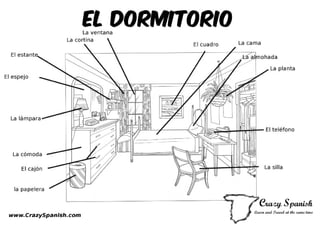 El dormitorio - Printable Spanish Vocabulary for the bedroom