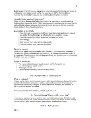 Brief information of Electricity and wiring | PDF