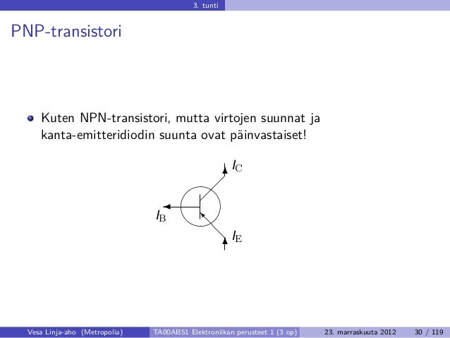 NPN transistori kytkennät