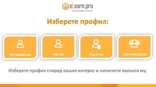 Изберете профил:
Изберете профил според вашия интерес и натиснете иконата му.
 