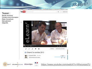Teaser :
Bande annonce
Contenu de la formation
Date d’ouverture
Déroulement
Objectifs

https://www.youtube.com/watch?v=Wiszysipq7U

 