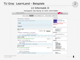 TU Graz  LearnLand - Beispiele LV Informatik II    Vertragsprof. Dipl.-Bauing. Dr. techn. Ulrich Walder 