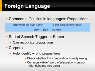 Foreign Language

   Common difficulties in languages: Prepositions
        Both Parties had much to offer ________ a tim...