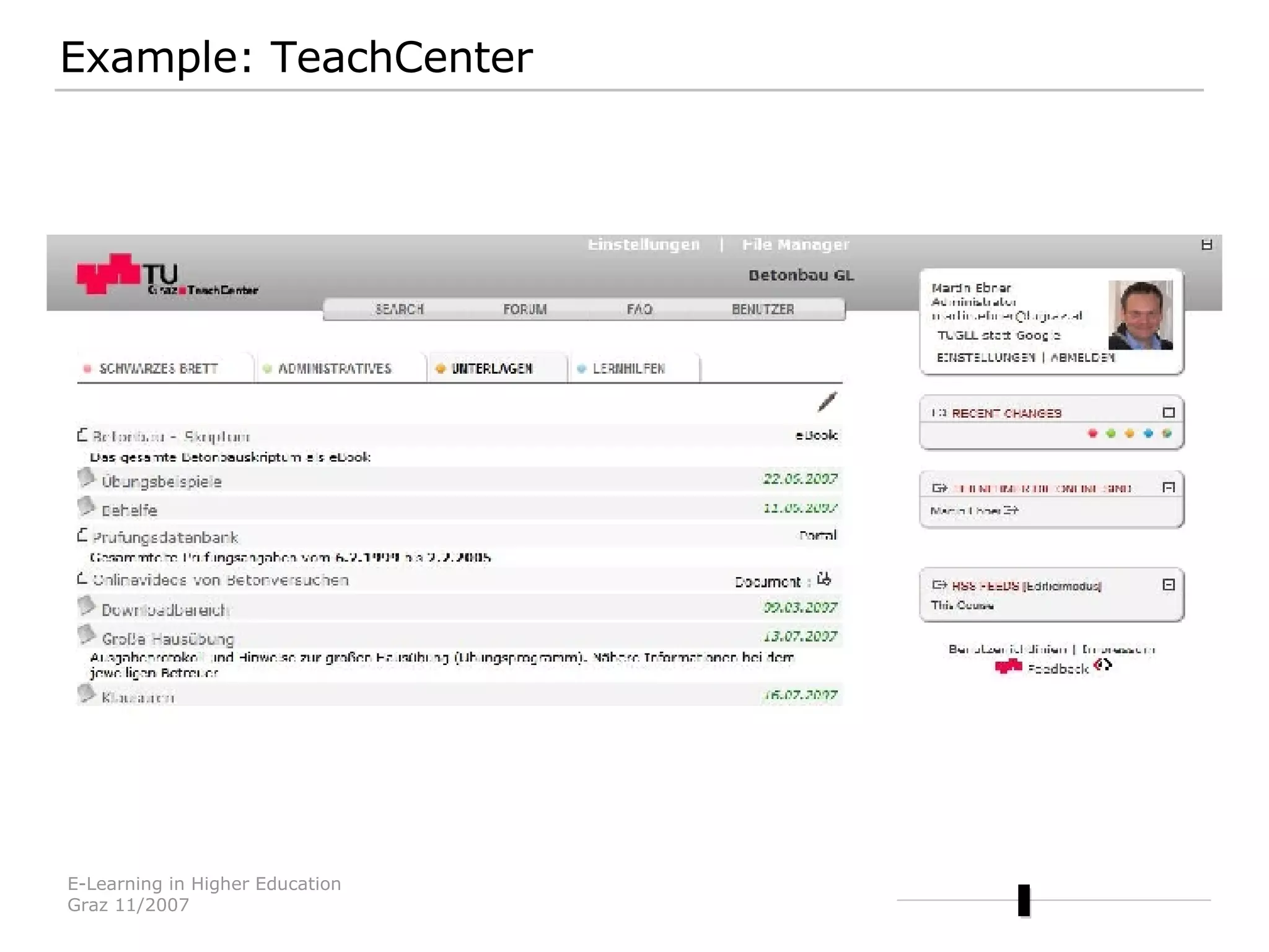 Example: TeachCenter 