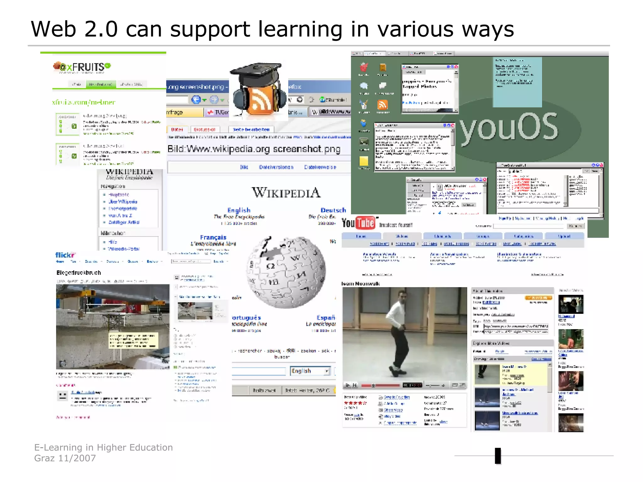 Web 2.0 can support learning in various ways 