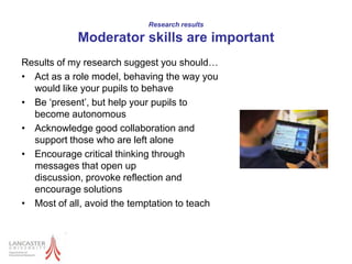 encourages reflection, critical thinking and meta-cognition