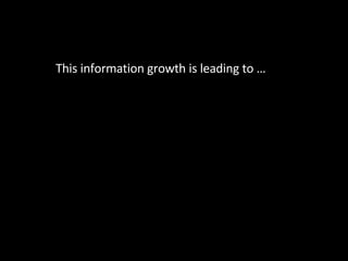 What’s happening? This information growth is leading to … 