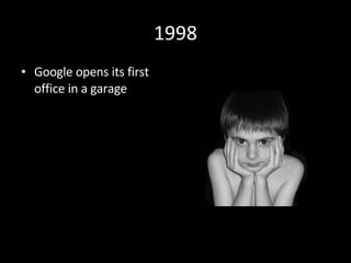 1998 Google opens its first office in a garage 
