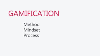 GAMIFICATION
Method
Mindset
Process
 