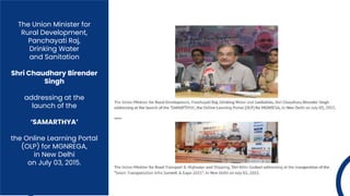 The Union Minister for
Rural Development,
Panchayati Raj,
Drinking Water
and Sanitation
Shri Chaudhary Birender
Singh
addressing at the
launch of the
‘SAMARTHYA’
the Online Learning Portal
(OLP) for MGNREGA,
in New Delhi
on July 03, 2015.
 