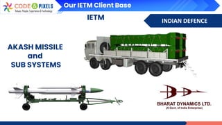 INDIAN DEFENCE
IETM
AKASH MISSILE
and
SUB SYSTEMS
Our IETM Client Base
 