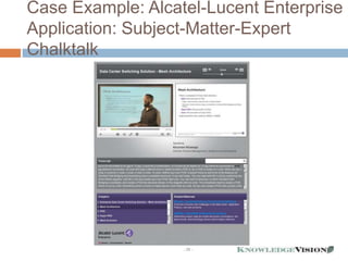 Case Example: Alcatel-Lucent Enterprise
Application: Subject-Matter-Expert
Chalktalk




                   - 29 -
 