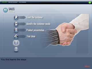 Motorola 1




You first learns the steps

                                          Menu
 