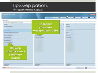 Пример работыИнтерактивные курсыПроверка усвоения материала\зачётПример прохождения учебного курса