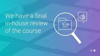 We have a final
in-house review
of the course
QA