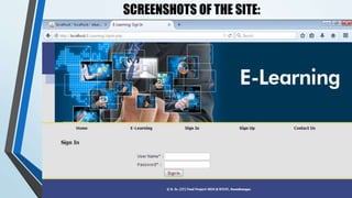 SCREENSHOTS OF THE SITE:
 