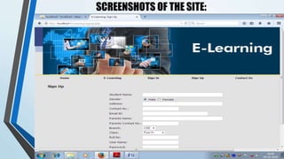 SCREENSHOTS OF THE SITE:
 