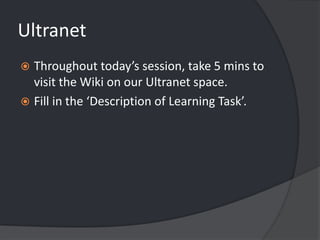 Week 3JCM – QuizletLearning GoalsPlanning TimeUltranet – Wiki, Resources