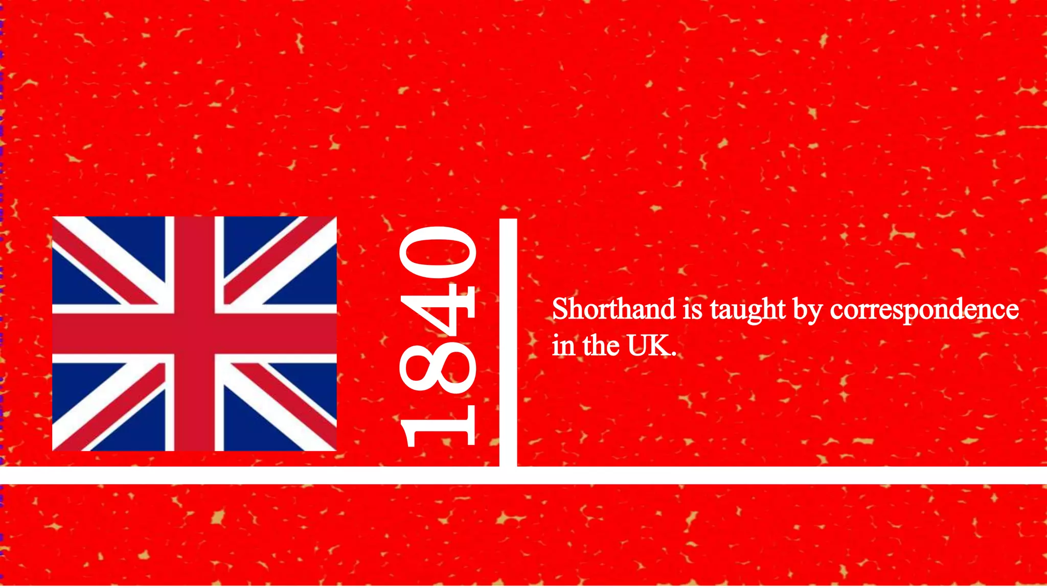 1840
Shorthand is taught by correspondence
in the UK.
 