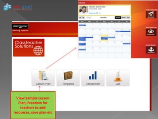 View Sample Lesson
   Plan, Freedom for
    teachers to add
resources, save plan etc
 