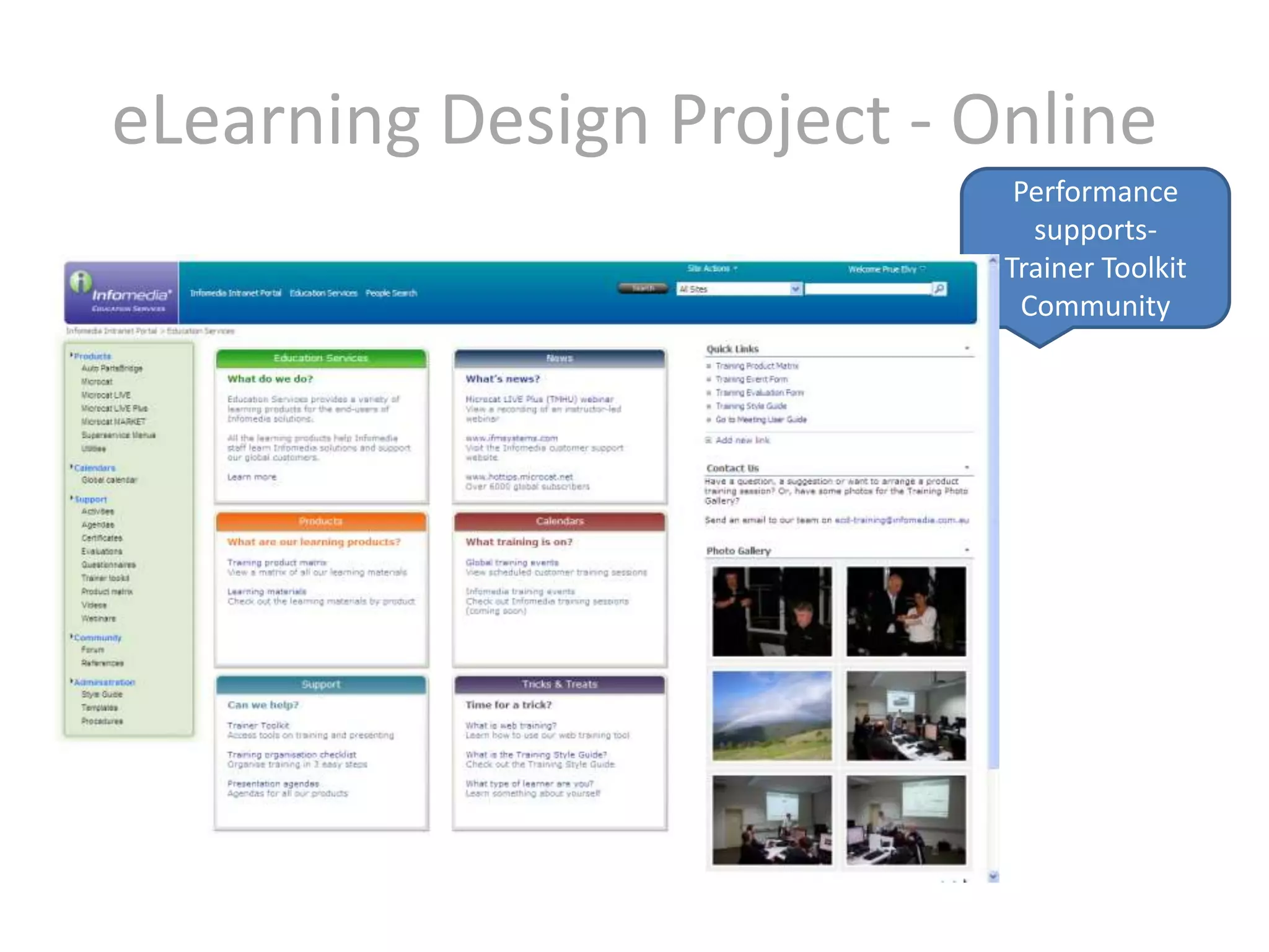 eLearning Design Project - OnlinePerformance supports-Trainer ToolkitCommunity