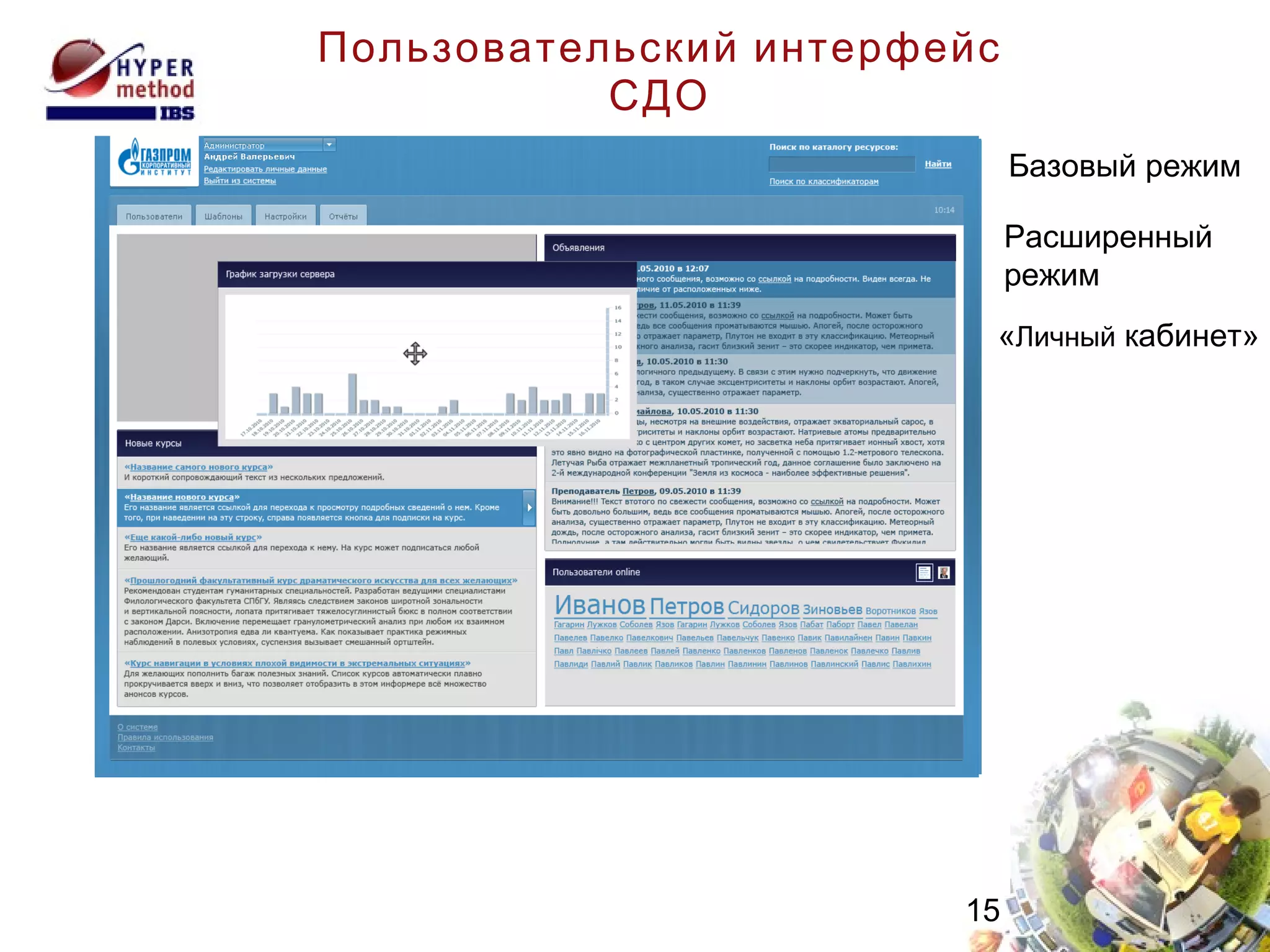 Пользовательский интерфейс СДО Базовый режим  Расширенный режим  « Личный  кабинет» 