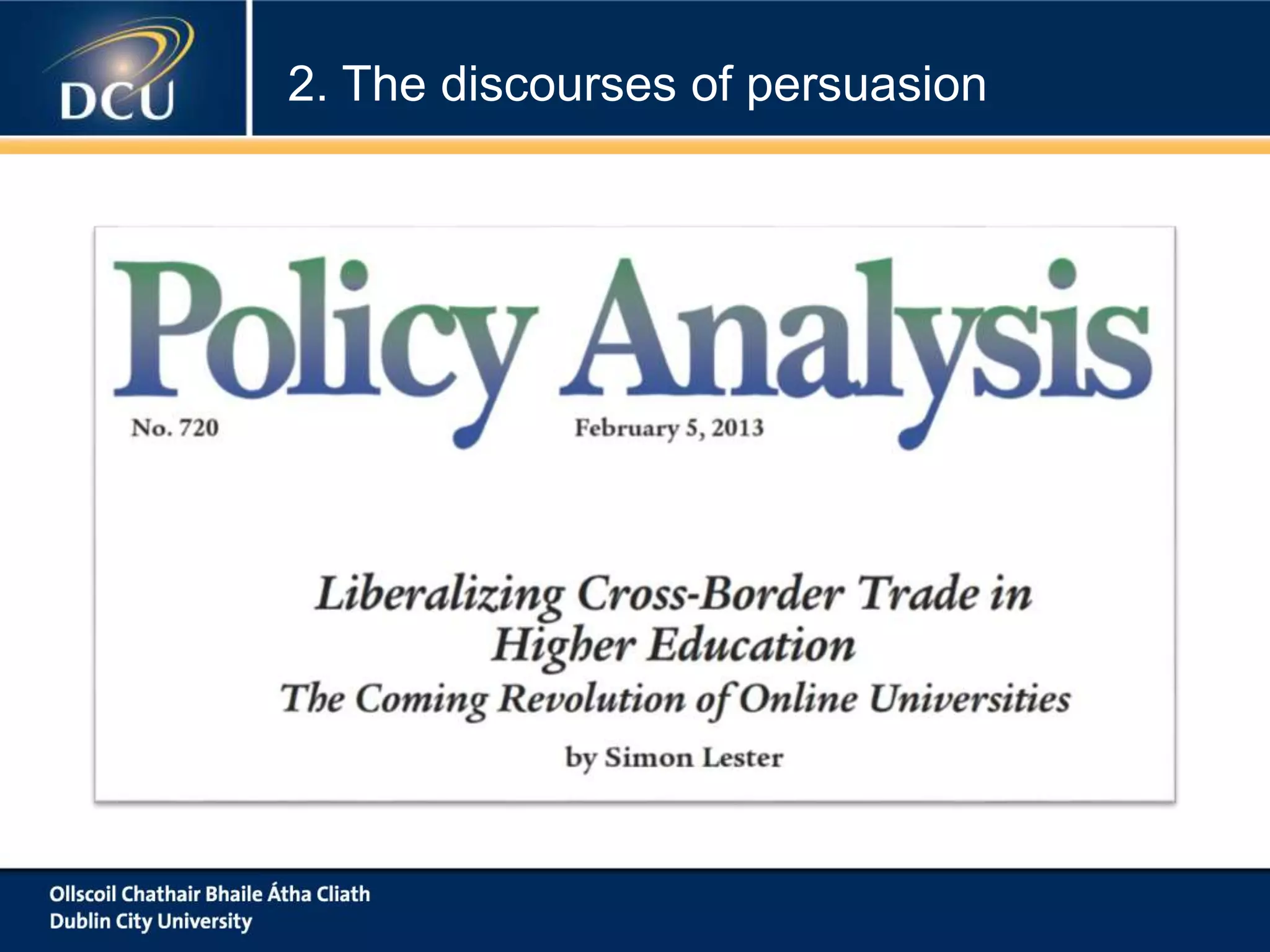 2. The discourses of persuasion
 
