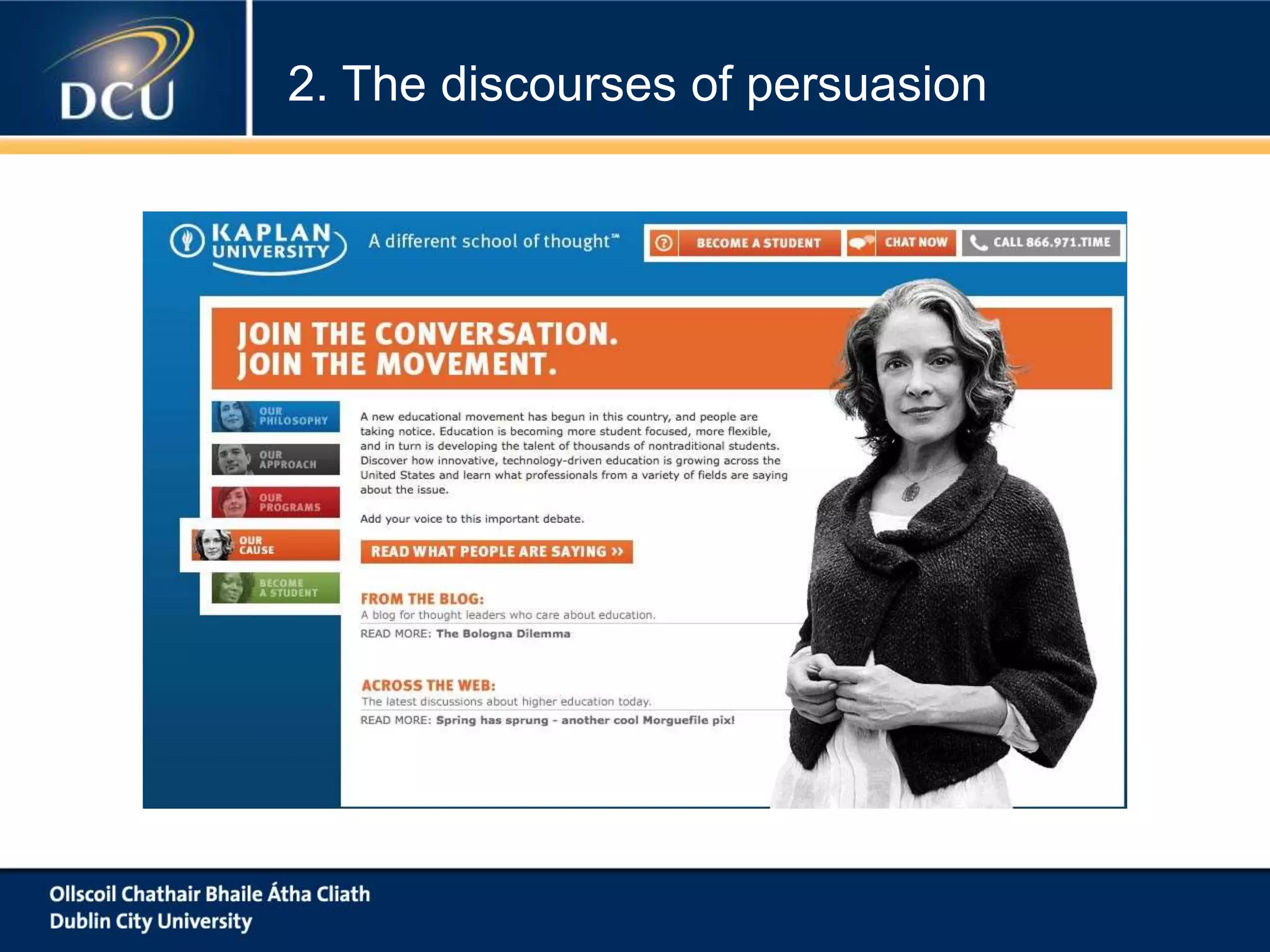 2. The discourses of persuasion
 