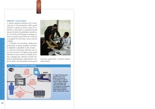 DIMOTER - Lesson learned
                        1. Questa esperienza dimostra che l’e-lear-
                        ning non è solo prerogativa delle grandi
                        aziende, in quanto le uniche capaci di so-
                        stenerne i costi anche in considerazione del
                        numero di utenti che potrebbero beneficiar-
                        ne. Una filiera di PMI legate da strategie co-
                        muni ha uguali potenzialità per sostenere
I N N O V A Z I O N E




                        un progetto di e-learning e trarne notevoli
                        vantaggi.
                        2. Il modello di m-learning collaborativo
                        perfezionato in questo progetto è facilmen-
                        te adattabile e spendibile in altri contesti.
                        3. Il termine m-learning individua una va-
                        sta classe di servizi ed applicazioni molto
                        differenti tra loro in termini di ambito di uti-
                        lizzo, tipologia dei contenuti veicolati, mo-
                        delli di apprendimento implementati e tar-                       soluzione applicabile a contesti estrema-
                        get di utenti. Tale flessibilità rende questa                    mente diversi.

                         FIGURA 6 - PROGETTO DIMOTER: M-LEARNING

                                                                              RFID TAG
                                                         1° FASE
                                                        lettura TAG
                                                        RFID/invio                            IMPIANTO
                                    TABLET-PC +       identificativo x
                                                                                                         • Il “tagging” RFID degli impianti
                                   RFID READER +
                                                                                                         produttivi dei quali si vuole
D I G I T A L E




                                   WLAN INTERFACE
                                                                                                         effettuare la manutenzione
                                                                      2° FASE                            • la disponibilità di un LCMS che
                        MANUTENTORE                                richiesta/invio                       fornisca un ambiente collaborativo
                                                                 contenuti associati                     • l’utilizzo di dispositivi mobili
                                                                 all’identificativo x                    wireless dotati di RFID reader
                                                                                                         • una infrastruttura di comunicazione
                                                                                                         wireless (WiFi) che permetta lo
                                                                                                         scambio di dati tra i dispositivi
                                           3° FASE                                                       wireless e il LCMS (locale o remoto)
                                   funzione/aggiornamento
                                      contenuti associati
                                      all’identificativo x
                                             (WIKI)                             PIATTAFORMA LCMS




24
 