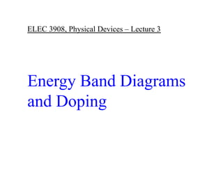 ELEC 3908, Physical Devices – Lecture 3
Energy Band Diagrams
and Doping
 