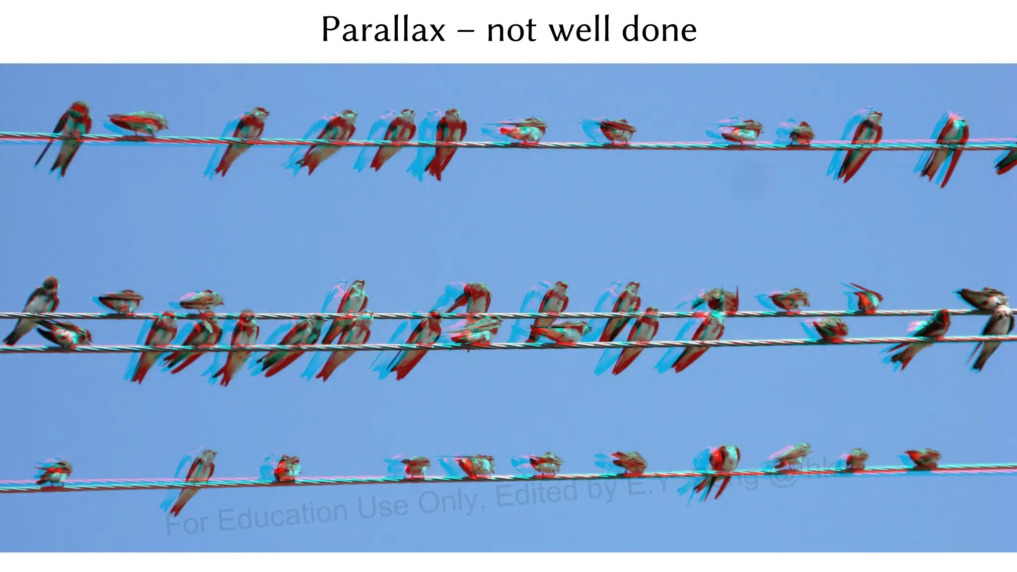 Parallax – not well done
For Education Use Only, Edited by E.Y. Peng @ hku
 