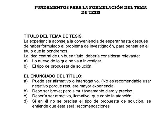TESIS Eleccion del tema