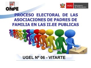 Título de la Presentación
PROCESO ELECTORAL DE LAS
ASOCIACIONES DE PADRES DE
FAMILIA EN LAS II.EE PUBLICAS
UGEL Nº 06 - VITARTE
 