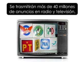 Se trasmitirán más de 40 millones
de anuncios en radio y televisión,
 