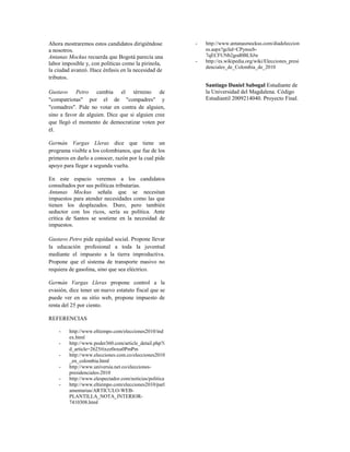 Elecciones precidenciales colombia 2010